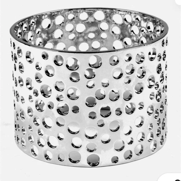 Vintage Silver Plated Cutout Wide Bangle Bracelet - Picture 2 of 5